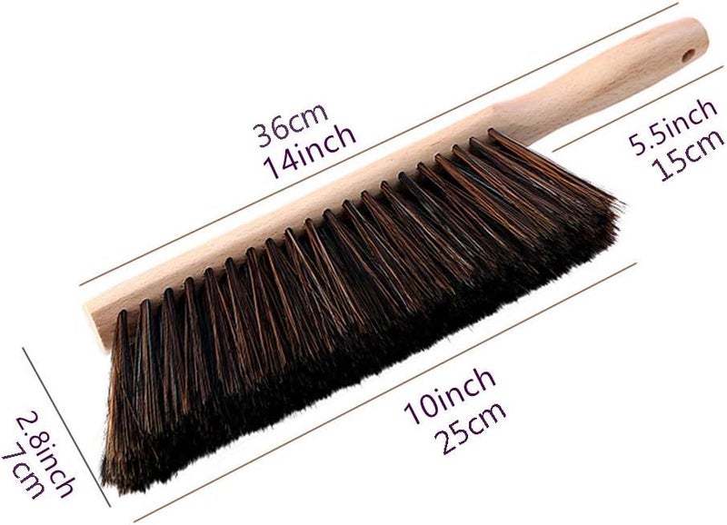 OAKART Hand Brush Soft Bristles Wooden Handle Small Hand Sweeper Brush 14 Inch Long (Brown) - Image 1